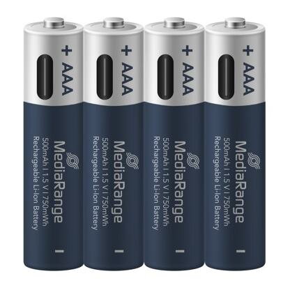 MEDIARANGE Batérie nabíjateľné AAA, USB-C, 4ks