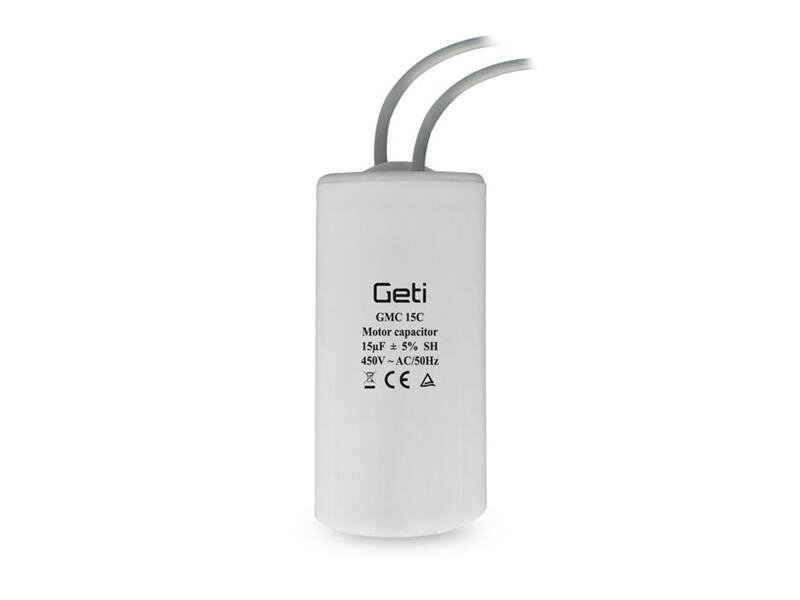 Kondenzátor rozbehový motorový 15uF 450V GETI GMC 15C Kondenzátor rozbehový motorový 15uF 450V GETI GMC 15C
