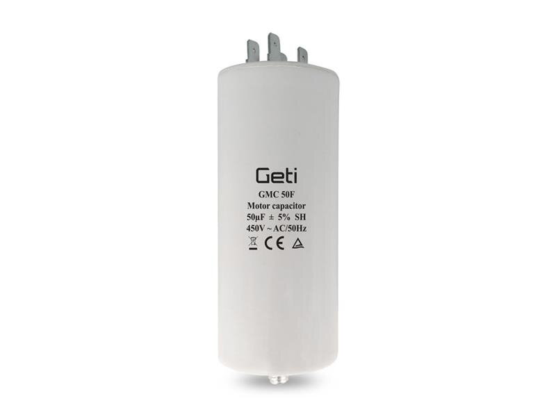 Kondenzátor rozbehový motorový 50uF 450V GETI GMC 50F Kondenzátor rozbehový motorový 50uF 450V GETI GMC 50F