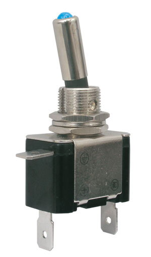Přepínač páčkový 2pol./2pin ON-OFF 12VDC/25A LED modrá Přepínač páčkový 2pol./2pin ON-OFF 12VDC/25A LED modrá