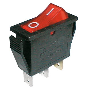 Přepínač kolébkový 2pol./3pin ON-OFF 250V/15A pros. červený Přepínač kolébkový 2pol./3pin ON-OFF 250V/15A pros. červený