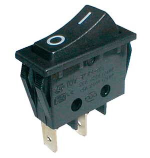 Přepínač kolébkový 2pol./2pin ON-OFF 250V/15A černý Přepínač kolébkový 2pol./2pin ON-OFF 250V/15A černý
