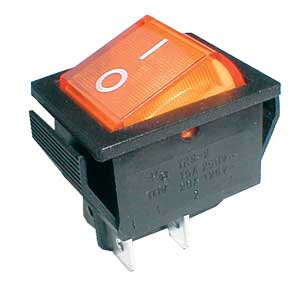 Přepínač kolébkový 2pol./4pin ON-OFF 250V/15A pros. žlutý Přepínač kolébkový 2pol./4pin ON-OFF 250V/15A pros. žlutý