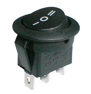 Přepínač kolébkový kul.  3pol./3pin ON-OFF-ON 250V/6A černý