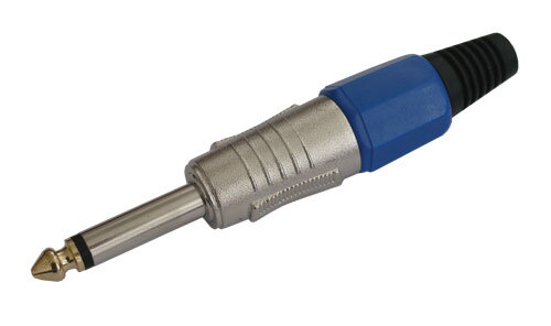 Konektor Jack 6.3 mono kov HQ modrý Konektor Jack 6.3 mono kov HQ modrý