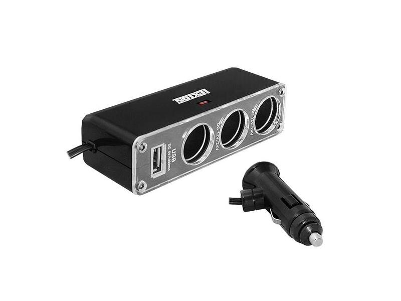 USB Autoadaptér 3x 12V, 1x USB konektor