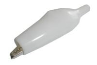Krokosvorka velká s bužírkou bílá L=55mm Krokosvorka velká s bužírkou bílá L=55mm