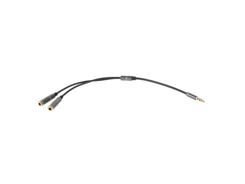 Kábel Jack 3.5 s 4xpiny na 2x Jack 3.5 stereo HQ zlatý Kábel Jack 3.5 s 4xpiny na 2x Jack 3.5 stereo HQ zlatý