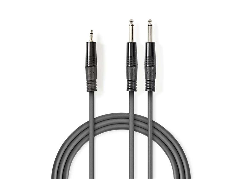 Kábel 2x JACK 6.35 mm konektor - 1x JACK 3.5 mm konektor 5m NEDIS COTH23200GY50 Kábel 2x JACK 6.35 mm konektor - 1x JACK 3.5 mm konektor 5m NEDIS COTH23200GY50