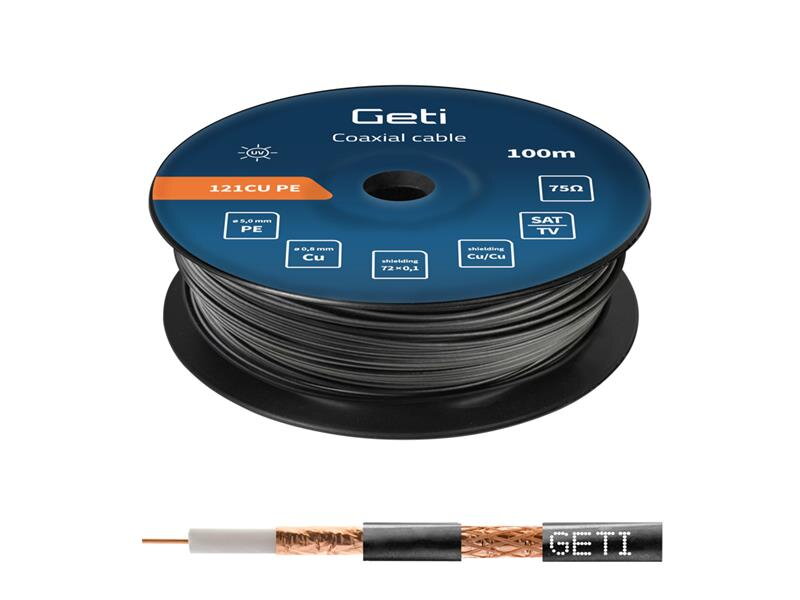 Koaxiálny kábel Geti 121CU PE (100m cievka)