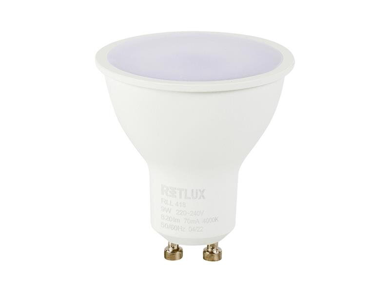 Žiarovka LED GU10 9W biela studená RETLUX RLL 418 Žiarovka LED GU10 9W biela studená RETLUX RLL 418