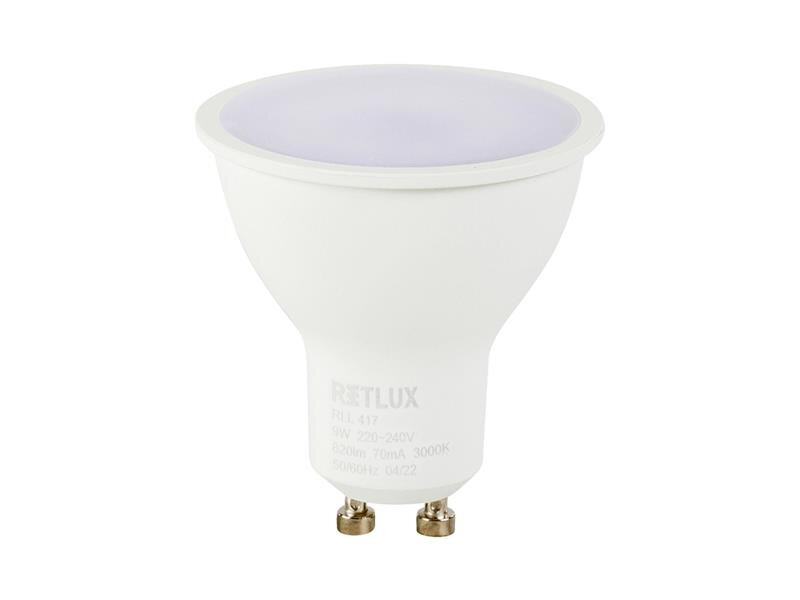 Žiarovka LED GU10 9W biela teplá RETLUX RLL 417 Žiarovka LED GU10 9W biela teplá RETLUX RLL 417