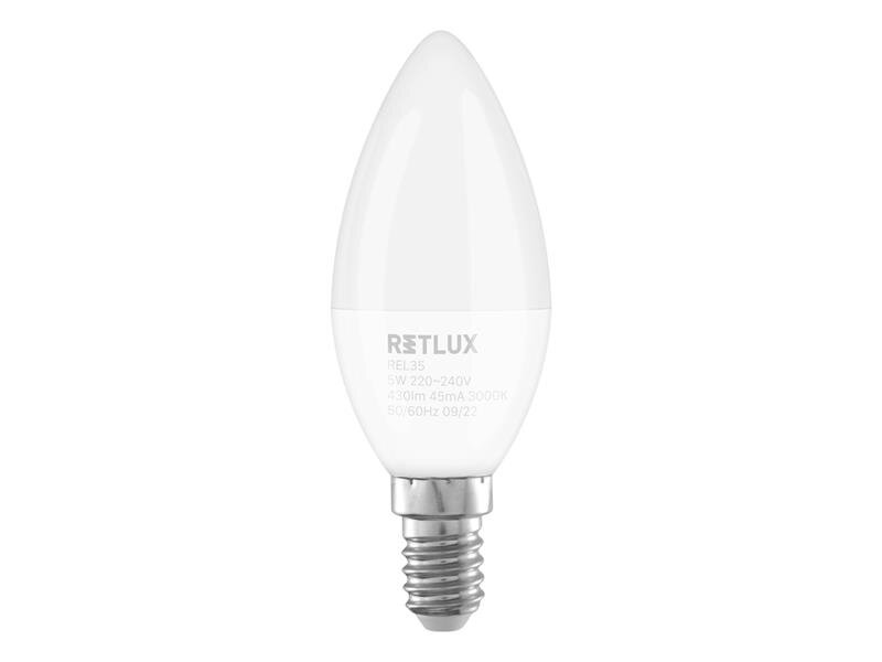 Žiarovka LED E14 5W C37 biela teplá RETLUX REL 35 4ks Žiarovka LED E14 5W C37 biela teplá RETLUX REL 35 4ks