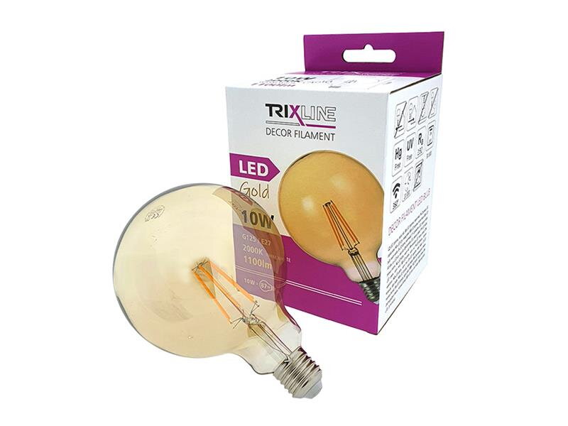 Žiarovka Filament LED E27 10W biela teplá TRIXLINE G125 Gold Žiarovka Filament LED E27 10W biela teplá TRIXLINE G125 Gold