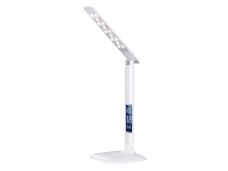 Svítidlo  stolní LED stmívatelná stolní lampička s displejem, 6W, volba teploty světla, bílý lesk