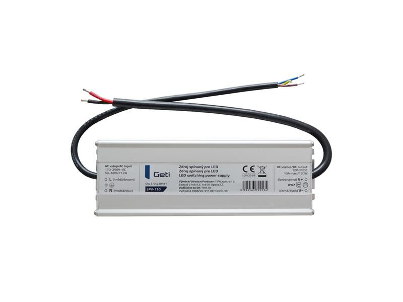 Zdroj spínaný pre LED 12V/120W Geti LPV-120 Zdroj spínaný pre LED 12V/120W Geti LPV-120