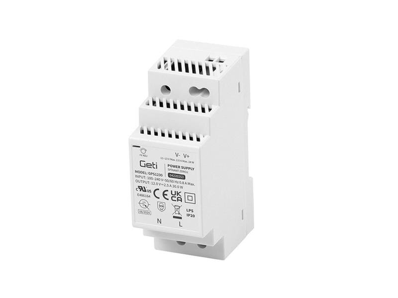 Zdroj spínaný na DIN lištu 12V/30W GETI GPS1230 Zdroj spínaný na DIN lištu 12V/30W GETI GPS1230