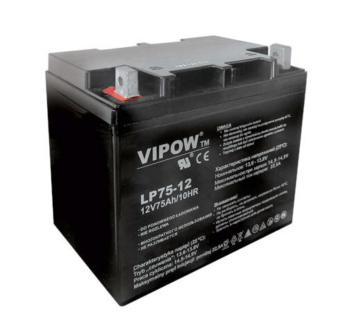 Baterie olověná 12V/75Ah VIPOW bezúdržbový akumulátor Baterie olověná 12V/75Ah VIPOW bezúdržbový akumulátor
