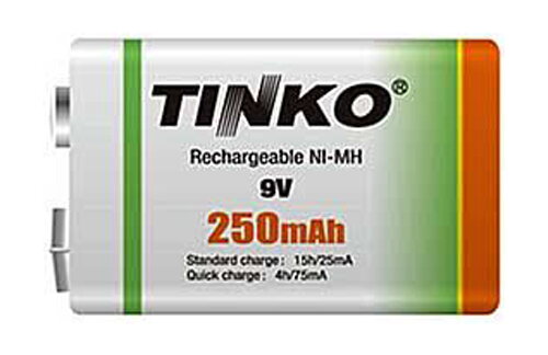 Baterie 6F22 (9V) nabíjecí TINKO NiMH 250mAh