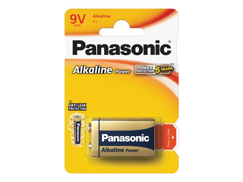 Baterie 6F22 (9V) alkalická PANASONIC Power alk 6LR61 1BP