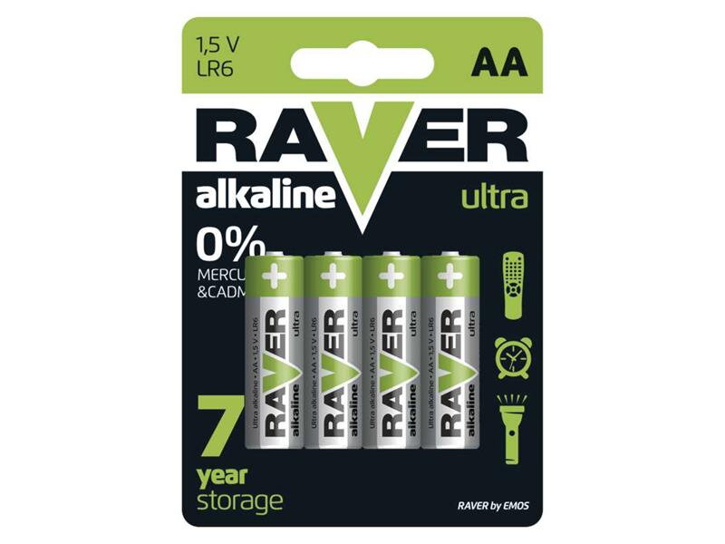 Batérie AA (R6) alkalická RAVER 4ks Batérie AA (R6) alkalická RAVER 4ks