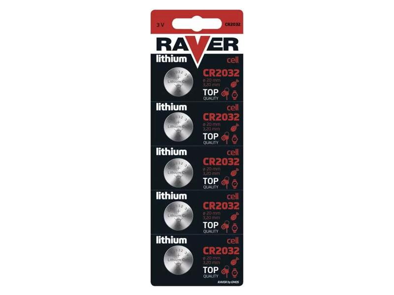 Batérie CR2032 RAVER lítiová 5ks Batérie CR2032 RAVER lítiová 5ks