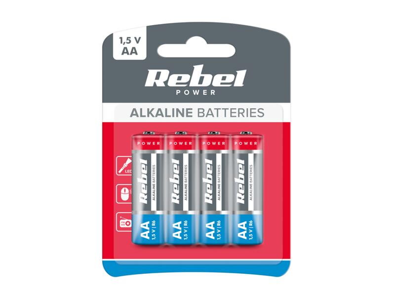 Batéria AA LR6 alkalická REBEL 4 ks/bl.