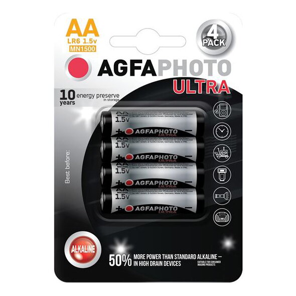 Batéria AA (LR6) alkalická AGFAPHOTO Ultra 4ks/blister