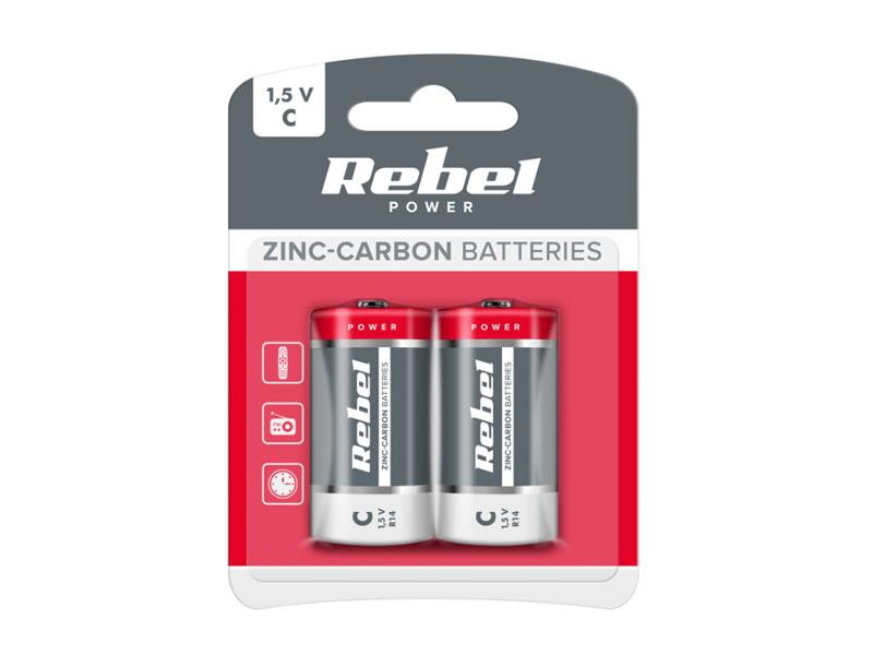 Batéria C (R14) Zn-Cl REBEL 2ks / blister BAT0083B Batéria C (R14) Zn-Cl REBEL 2ks / blister BAT0083B