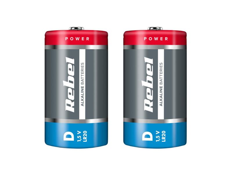 Batéria D (R20) alkalická REBEL Alkaline 2ks / shrink BAT0064