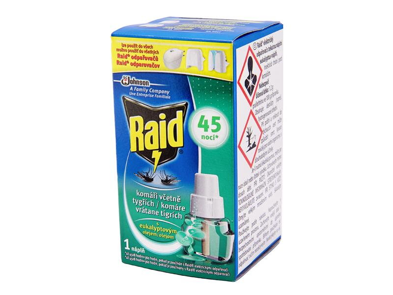 RAID elektrický - tekutá náplň s eukalyptovým olejom 45 nocí 27ml RAID elektrický - tekutá náplň s eukalyptovým olejom 45 nocí 27ml