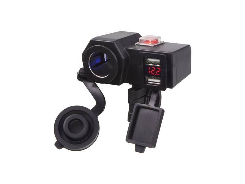 Nabíjačka USB STU 34701 s voltmetrom a CL zásuvkou na motocykel Nabíjačka USB STU 34701 s voltmetrom a CL zásuvkou na motocykel
