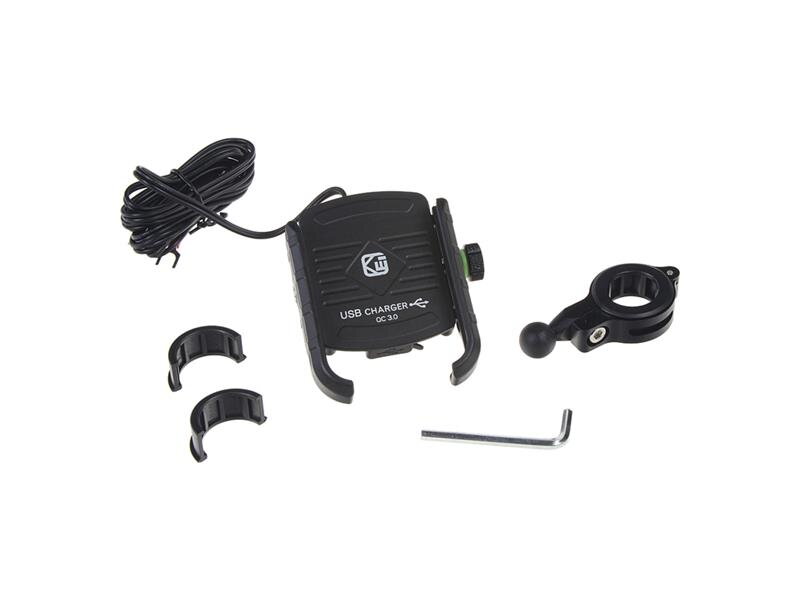 Držiak telefónu na bicykel/motocykel STU r13usb čierny s USB nabíjačkou Držiak telefónu na bicykel/motocykel STU r13usb čierny s USB nabíjačkou