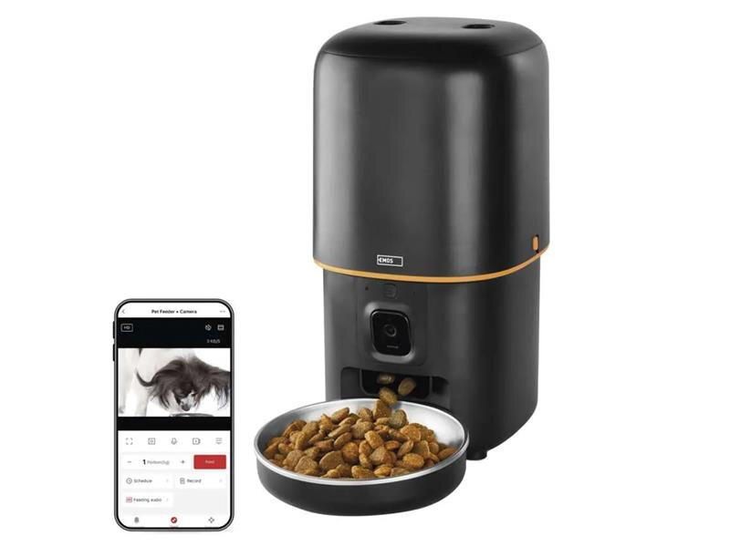 Smart automat na krmivo EMOS Pet Care s kamerou, 4 l, čierny, WiFi Tuya Smart automat na krmivo EMOS Pet Care s kamerou, 4 l, čierny, WiFi Tuya