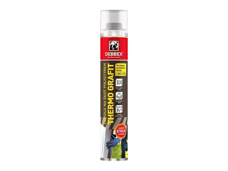 Lepidlo na šedý polystyrén DEN BRAVEN DEBBEX THERMO GRAFIT pištoľové 750ml Lepidlo na šedý polystyrén DEN BRAVEN DEBBEX THERMO GRAFIT pištoľové 750ml