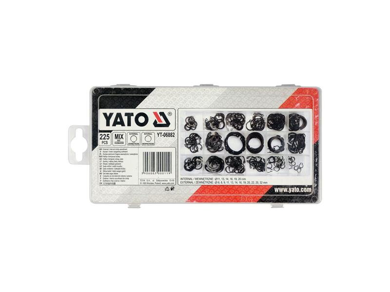 Súprava poistných krúžkov YATO YT-06882 225ks Súprava poistných krúžkov YATO YT-06882 225ks