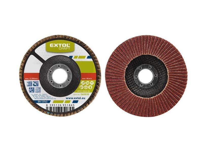 Kotouč lamelový šikmý korundový, P100, 125mm, KORUND, EXTOL CRAFT 260030 Kotouč lamelový šikmý korundový, P100, 125mm, KORUND, EXTOL CRAFT 260030