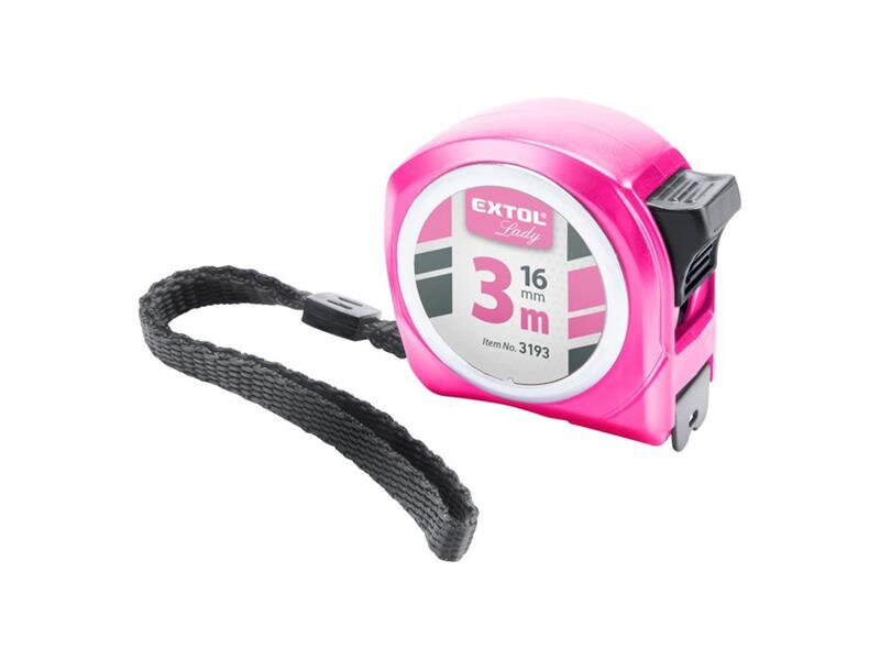 Meter zvinovací, 3m, š. Pásku 16mm, EXTOL LADY EX3193 Meter zvinovací, 3m, š. Pásku 16mm, EXTOL LADY EX3193