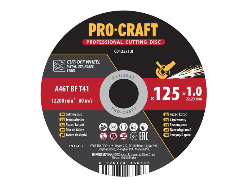 Kotúč rezný PROCRAFT 125x1.0mm