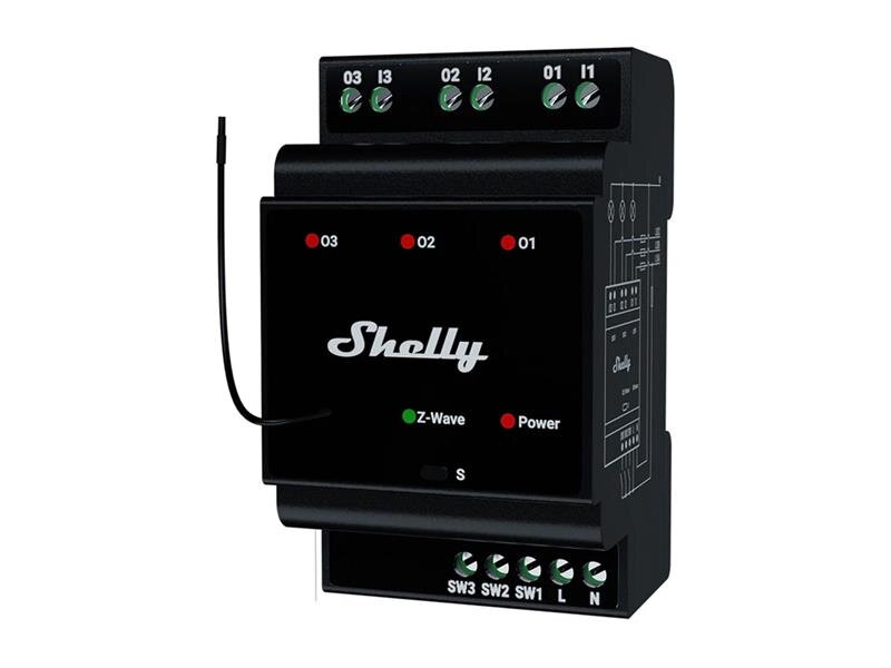 Relé na DIN lištu SHELLY PRO 3 Z-Wave Relé na DIN lištu SHELLY PRO 3 Z-Wave