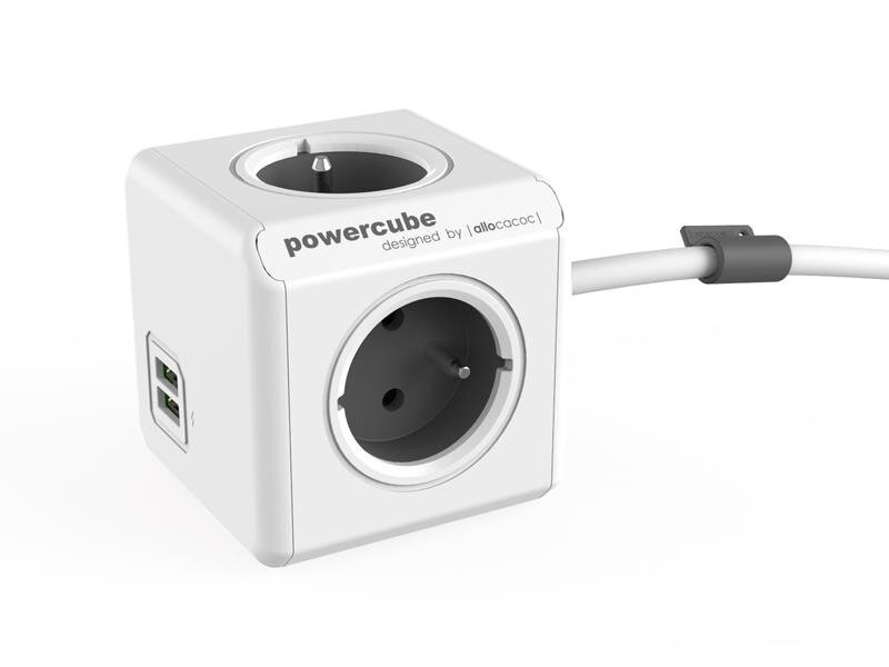 Zásuvka PowerCube EXTENDED USB s káblom 1,5m šedá