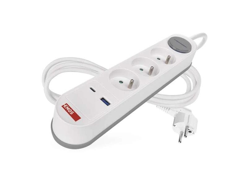 Predlžovací prívod 3 zásuvky 2m EMOS P1312FC USB s vypínačom Predlžovací prívod 3 zásuvky 2m EMOS P1312FC USB s vypínačom