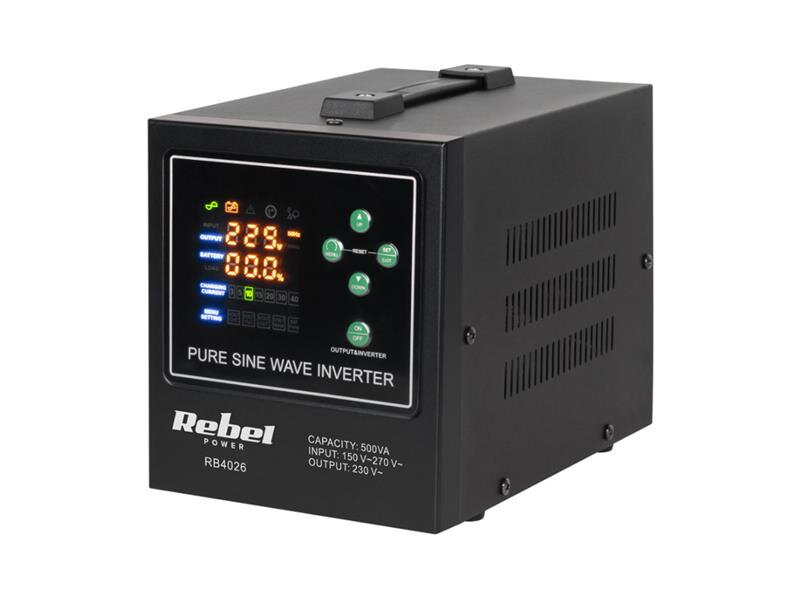 Zdroj záložný REBEL POWER-500-LFP4 12V 230V 500VA 300W Black Zdroj záložný REBEL POWER-500-LFP4 12V 230V 500VA 300W Black