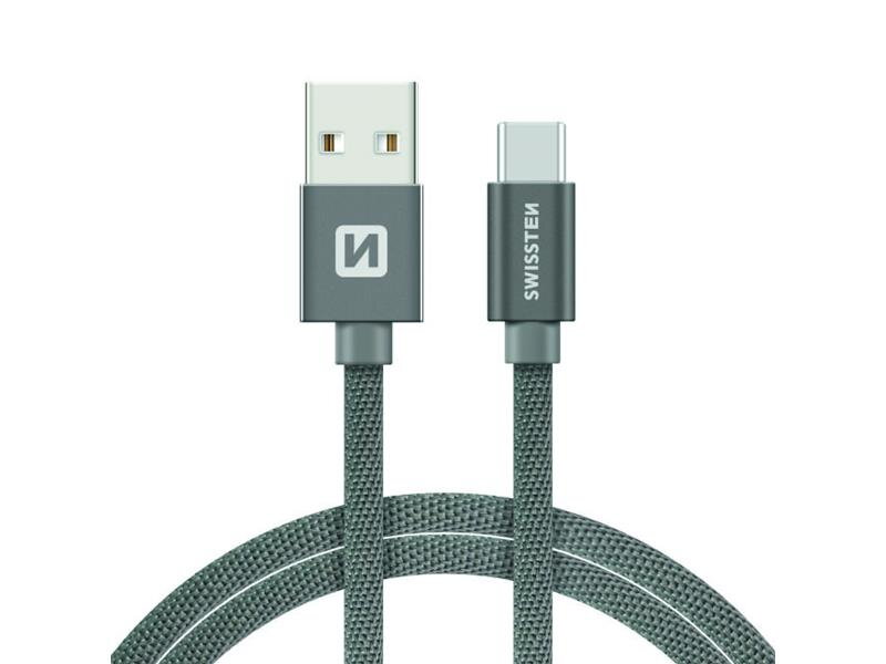 Kabel SWISSTEN USB/USB-C 1,2M šedý