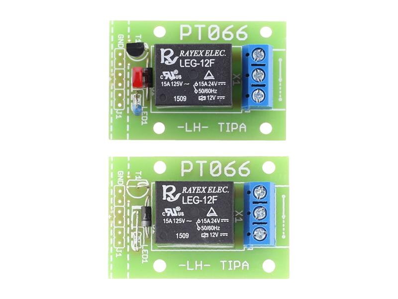 Stavebnice TIPA PT066A Relé deska se spínacím tranzistorem a LED Stavebnice TIPA PT066A Relé deska se spínacím tranzistorem a LED