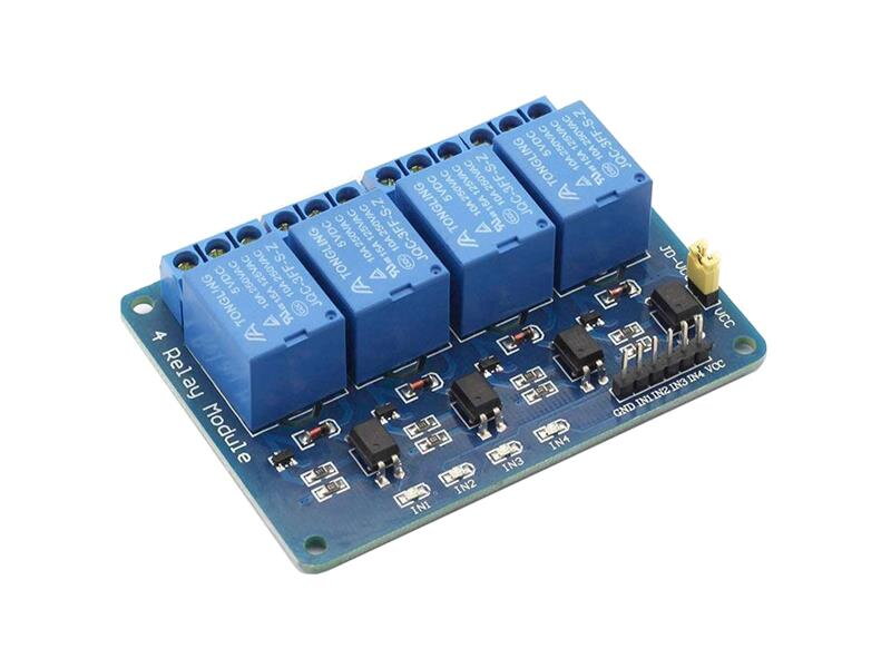 Modul relé 4x, napájanie 5V, s optočlenom Modul relé 4x, napájanie 5V, s optočlenom