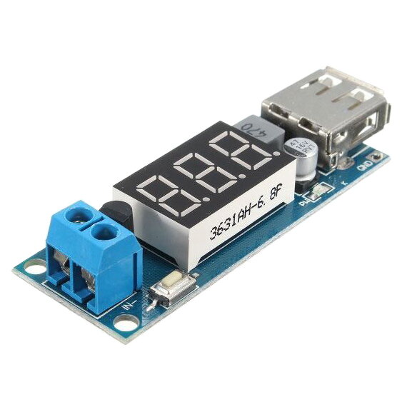 Napájací modul, step-down menič 4,5-40V na 5V/2A, USB+voltmeter Napájací modul, step-down menič 4,5-40V na 5V/2A, USB+voltmeter