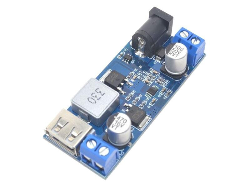 Napájací modul, step-down menič 12-24V na 5V/5A, USB+svorkovnica Napájací modul, step-down menič 12-24V na 5V/5A, USB+svorkovnica