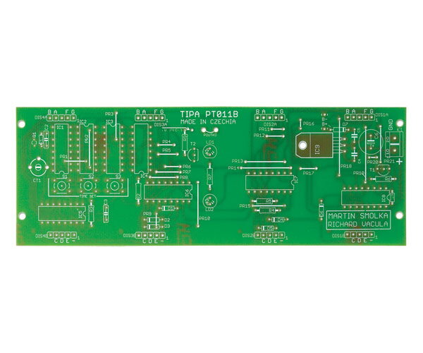 Plošný spoj TIPA PT011B CMOS digitální hodiny s volitelnými LED displeji